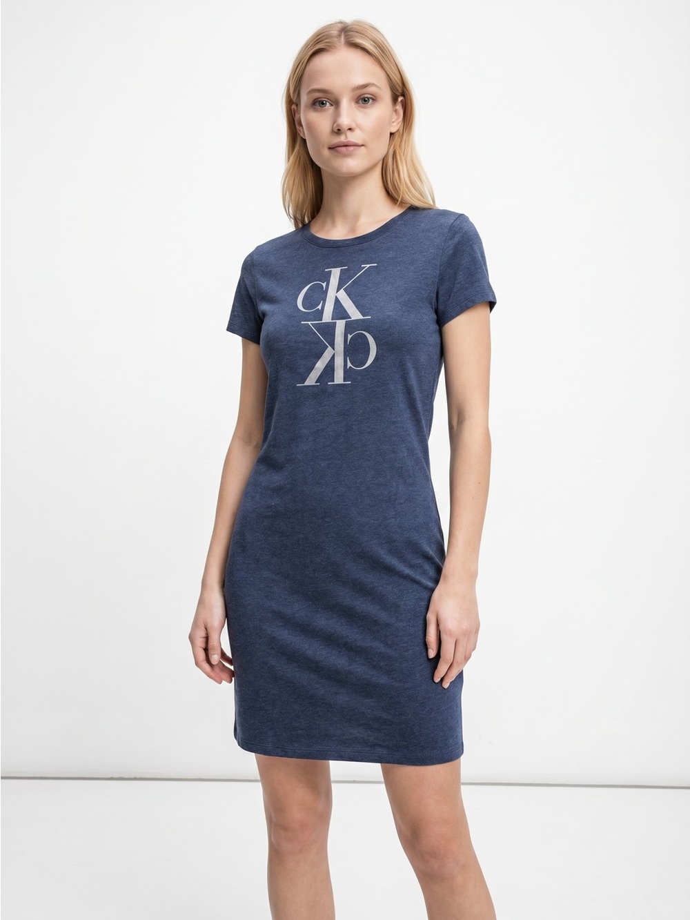 Calvin Klein Blue Logo T-Shirt Mini Dress
